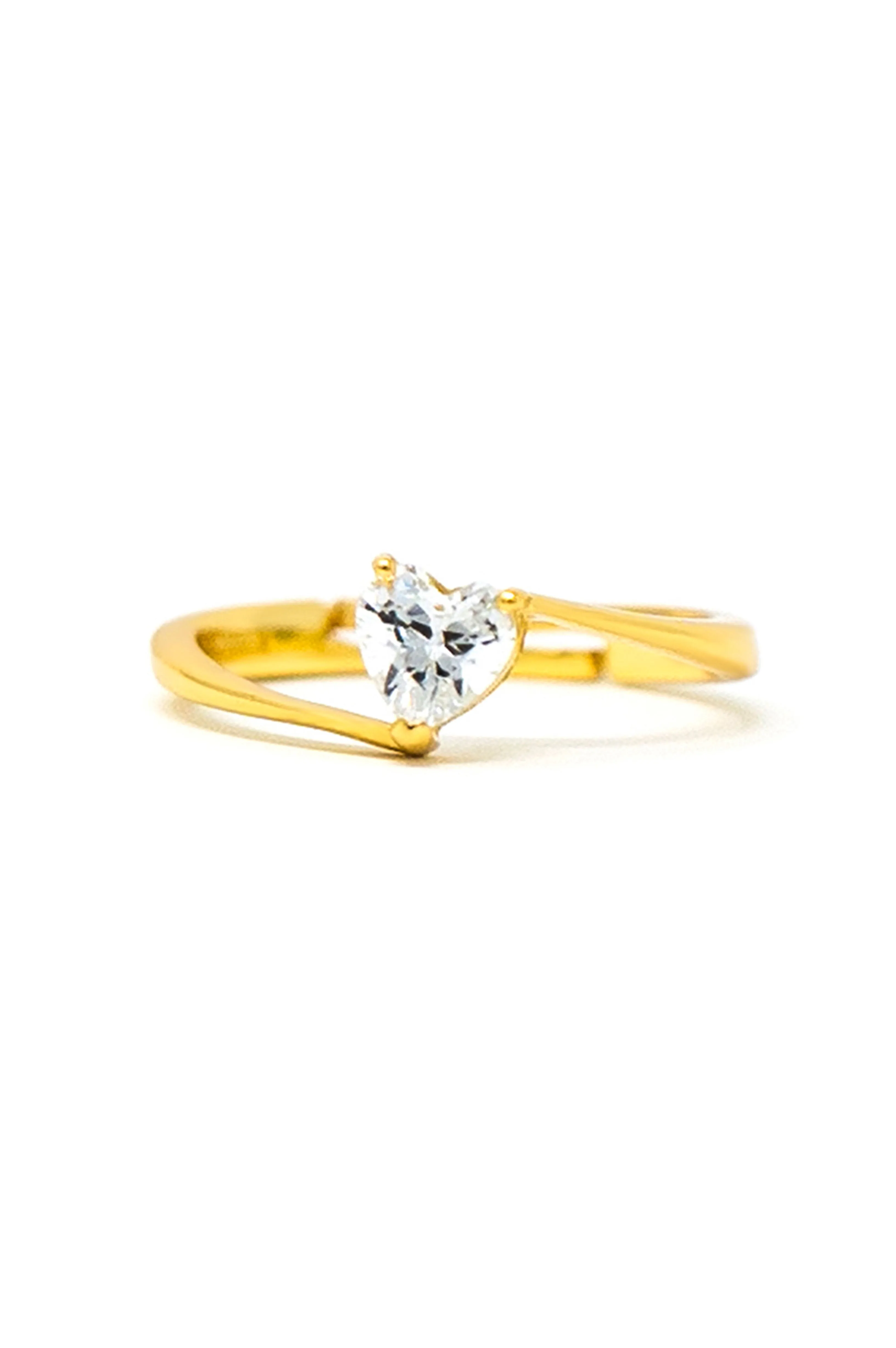 Heart Solitaire Rose Gold Plated Sterling Silver Adjustable Ring