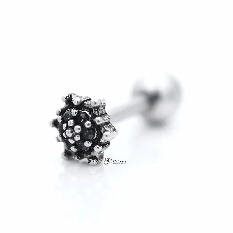 Hexagon with C.Z Paved Tragus Cartilage Earring Stud