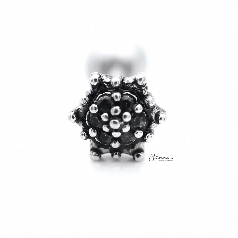 Hexagon with C.Z Paved Tragus Cartilage Earring Stud