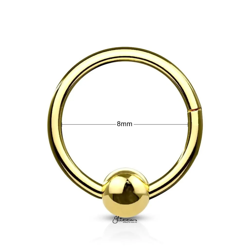 Hinged Segment Hoop Ring with Ball - Gold