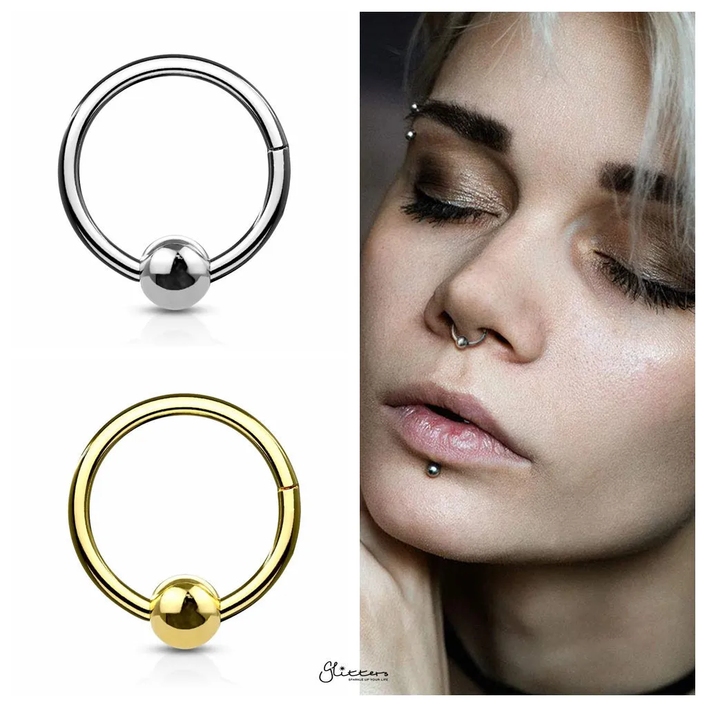 Hinged Segment Hoop Ring with Ball - Gold