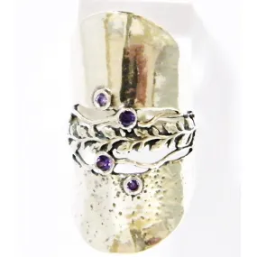 Hippie ring, cubic zirconia ring, silver ring  for woman,  Amethysts zircon ring.