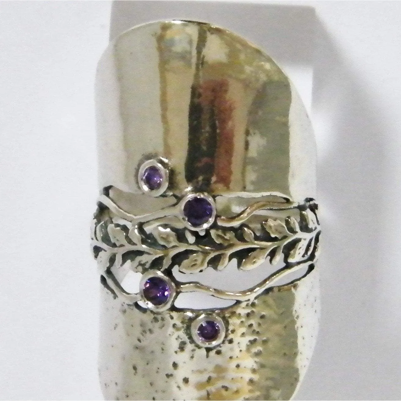 Hippie ring, cubic zirconia ring, silver ring  for woman,  Amethysts zircon ring.