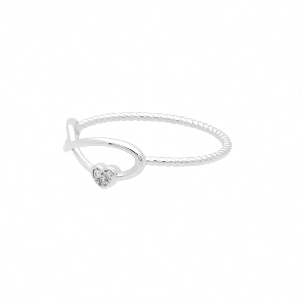 Infinity & CZ Heart Sterling Silver Ring