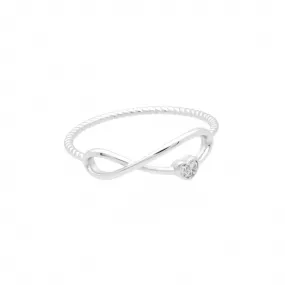 Infinity & CZ Heart Sterling Silver Ring