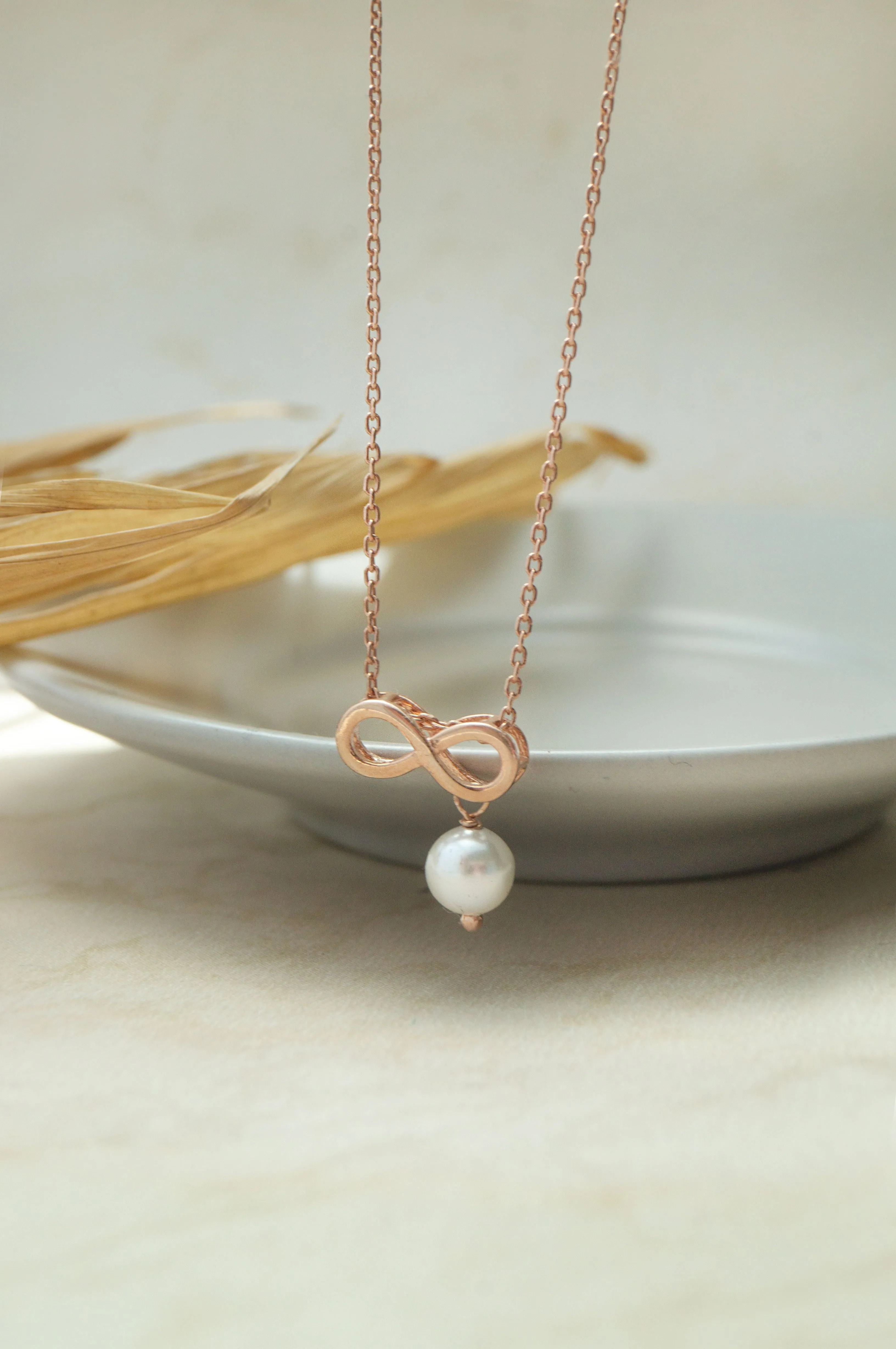 Infinity Love With Pearl Sterling Silver Charm Pendant With Chain