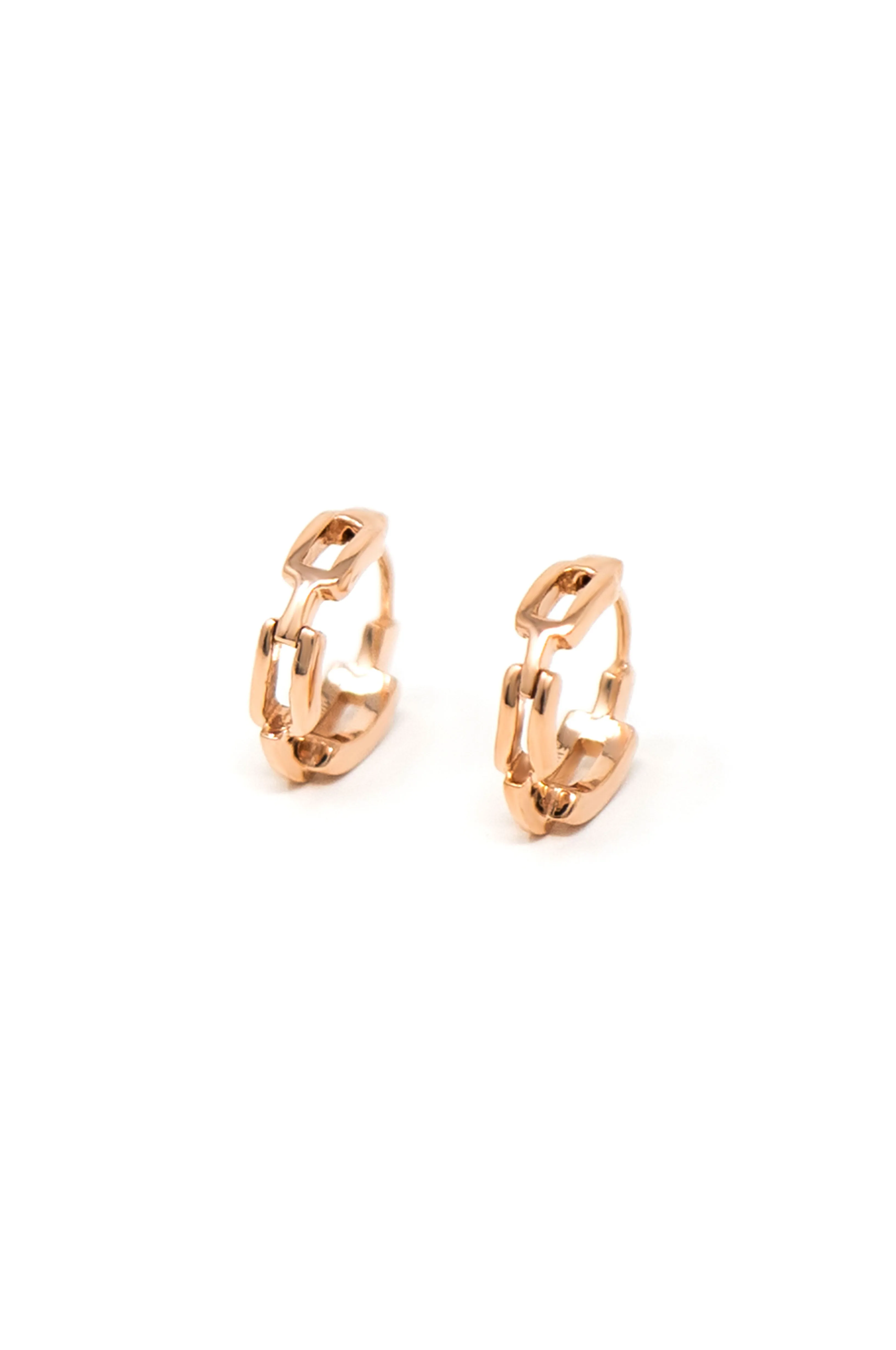 Interlinked Front And Back Rose Gold Plated Sterling Silver Hoop Earrings