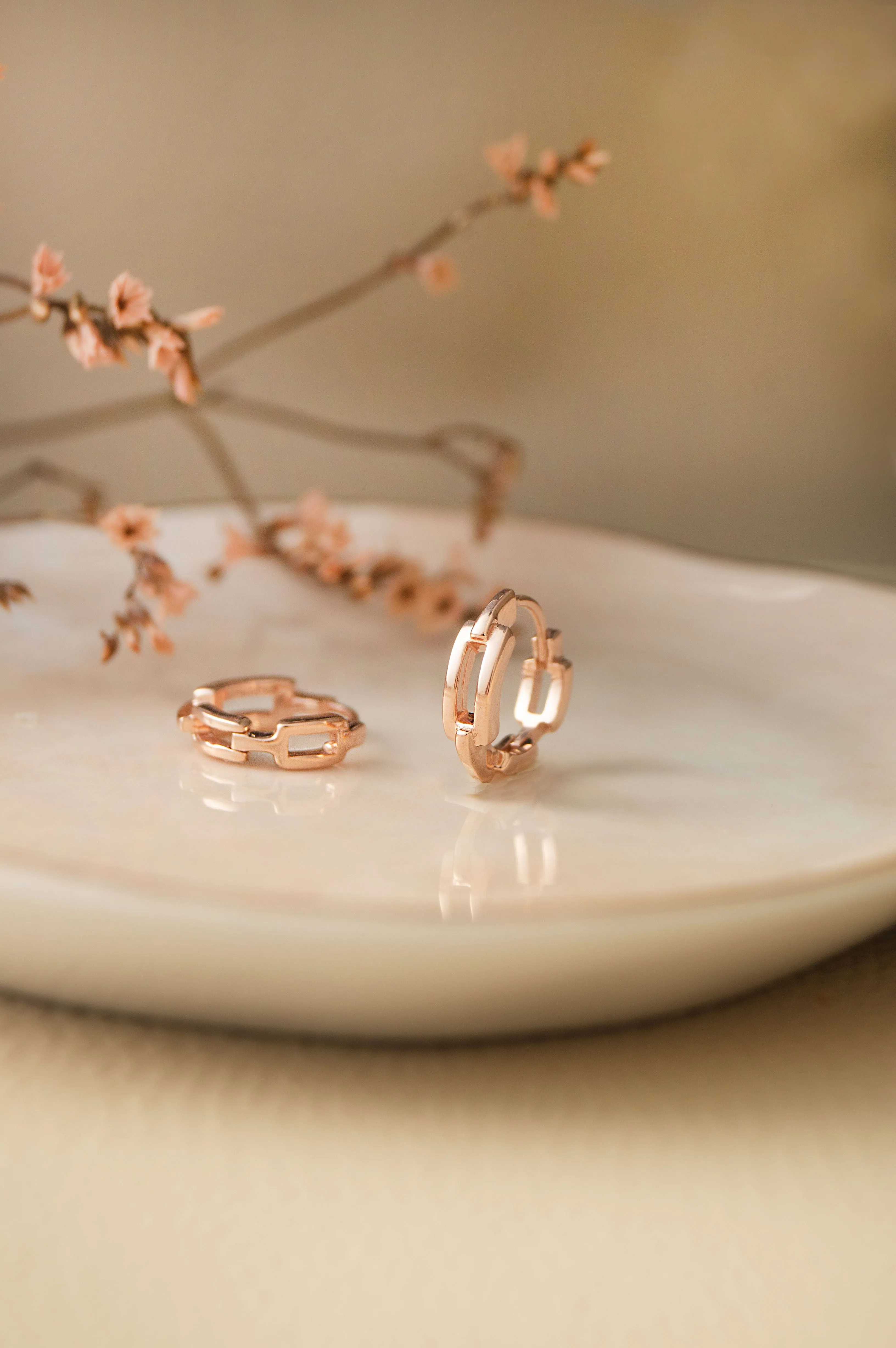 Interlinked Front And Back Rose Gold Plated Sterling Silver Hoop Earrings