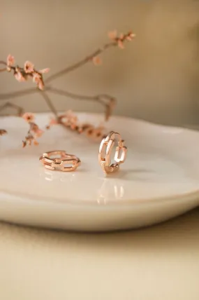 Interlinked Front And Back Rose Gold Plated Sterling Silver Hoop Earrings