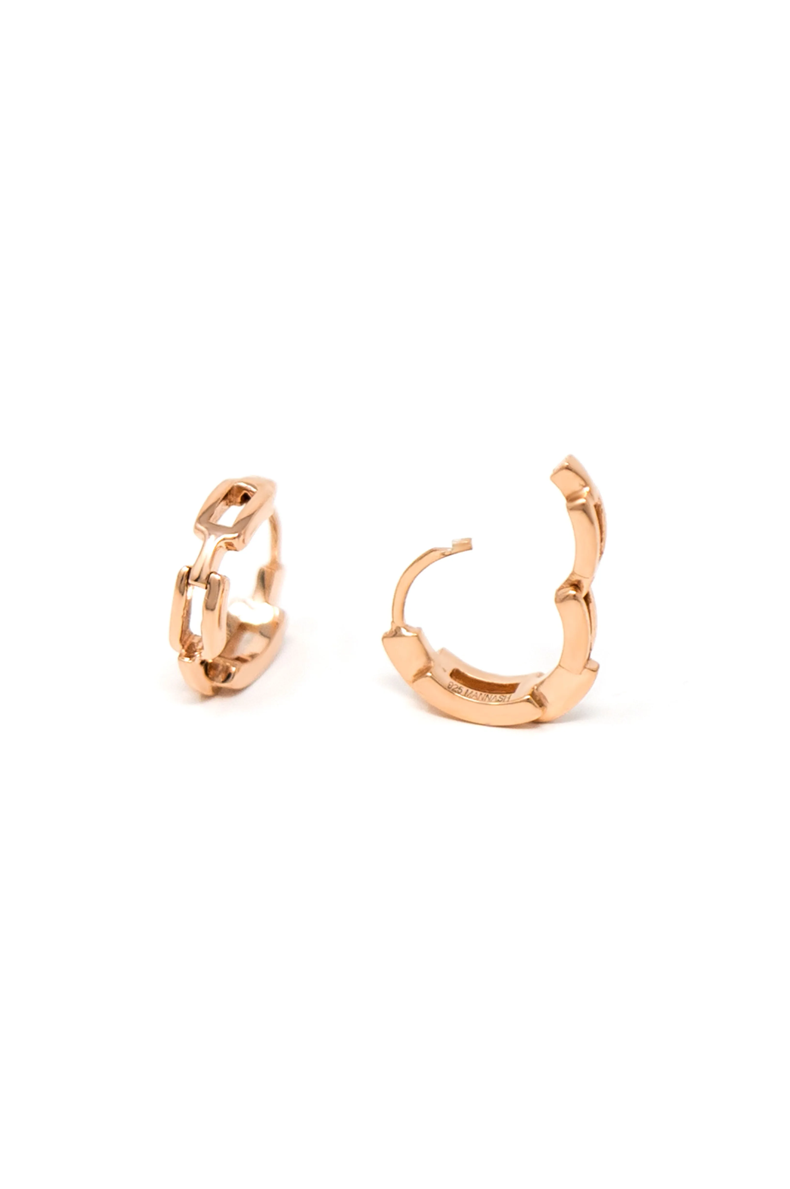 Interlinked Front And Back Rose Gold Plated Sterling Silver Hoop Earrings