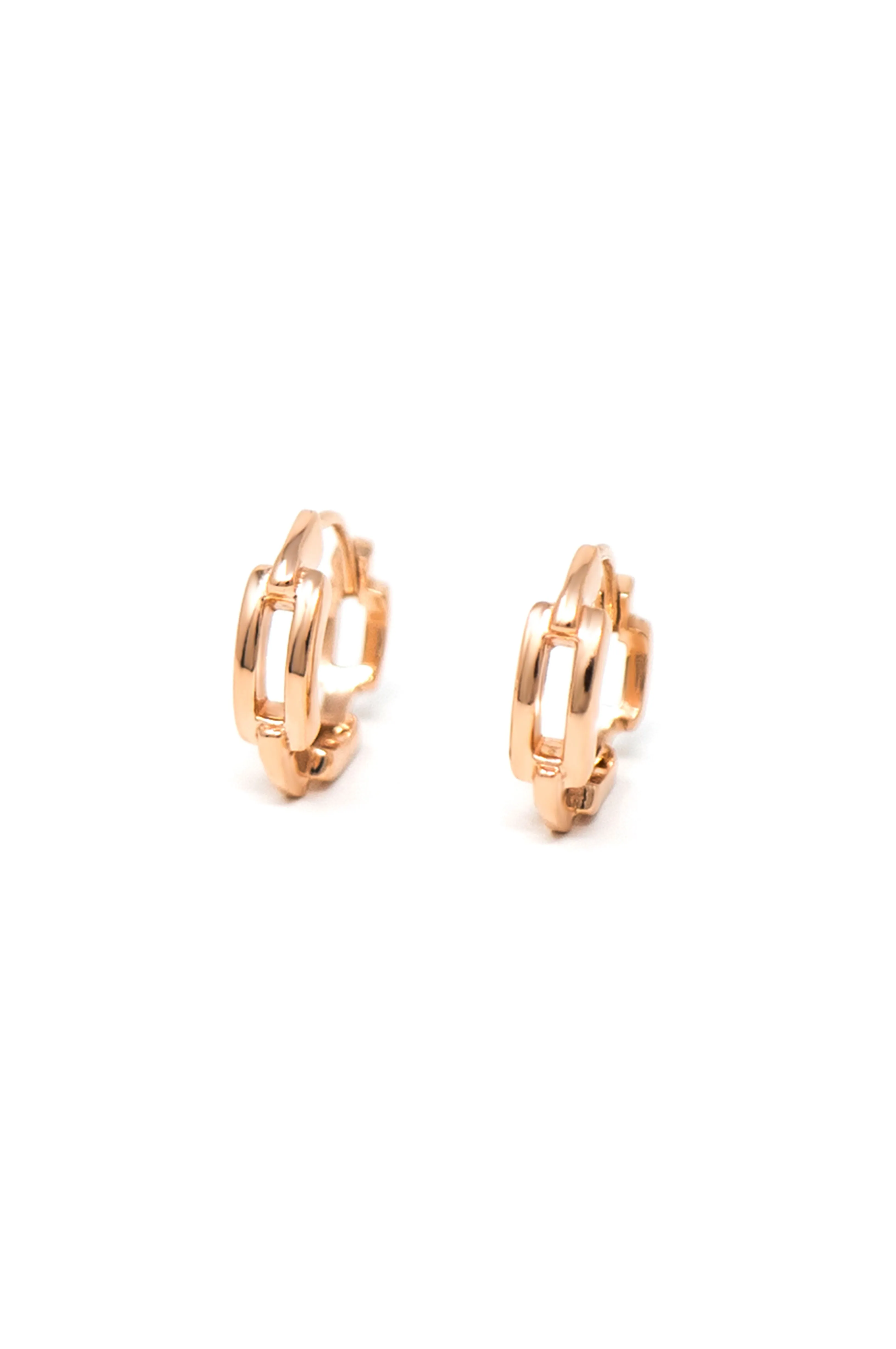 Interlinked Front And Back Rose Gold Plated Sterling Silver Hoop Earrings