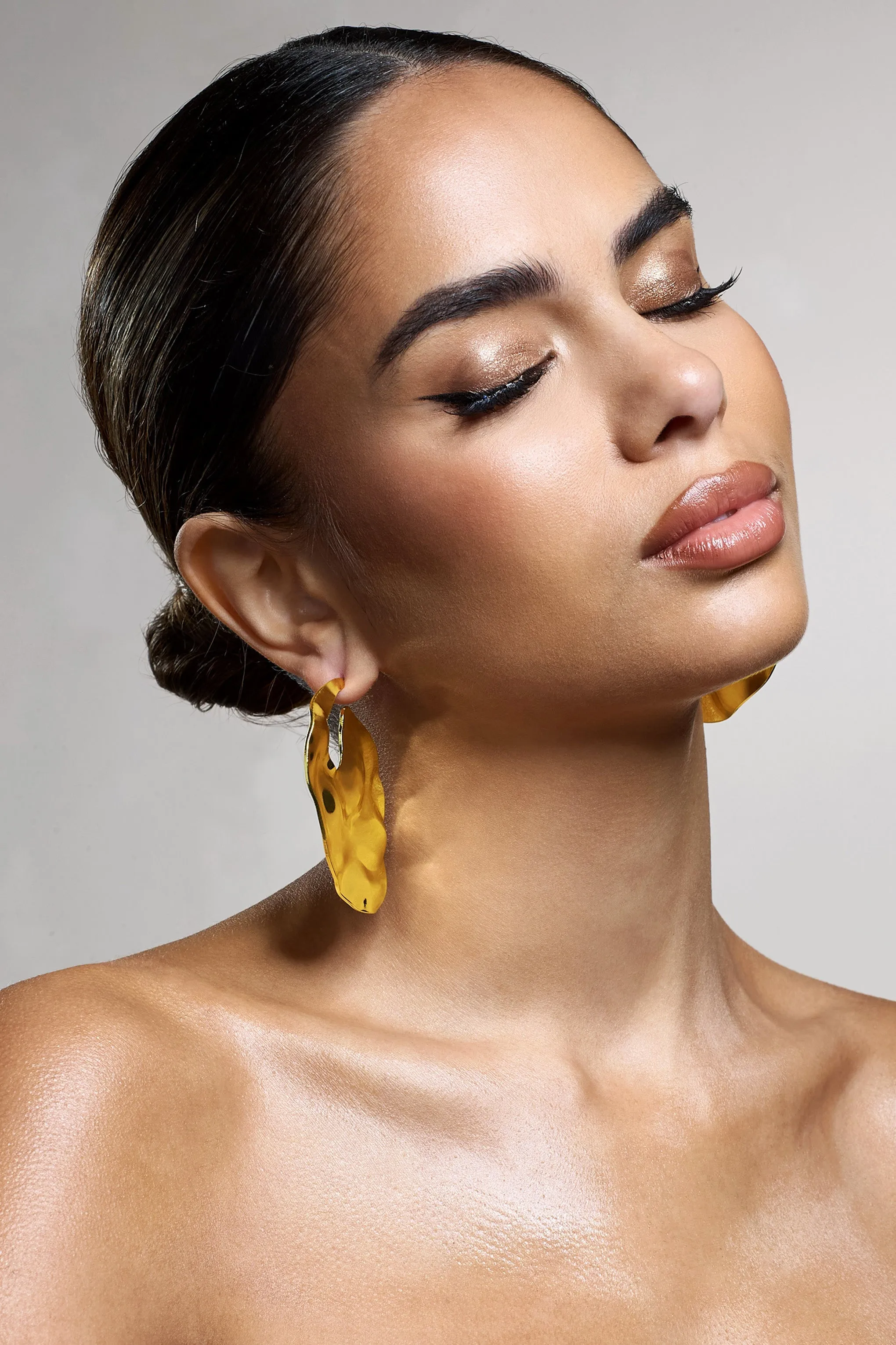 Journey | Gold Textured Abstract Disc Earrings