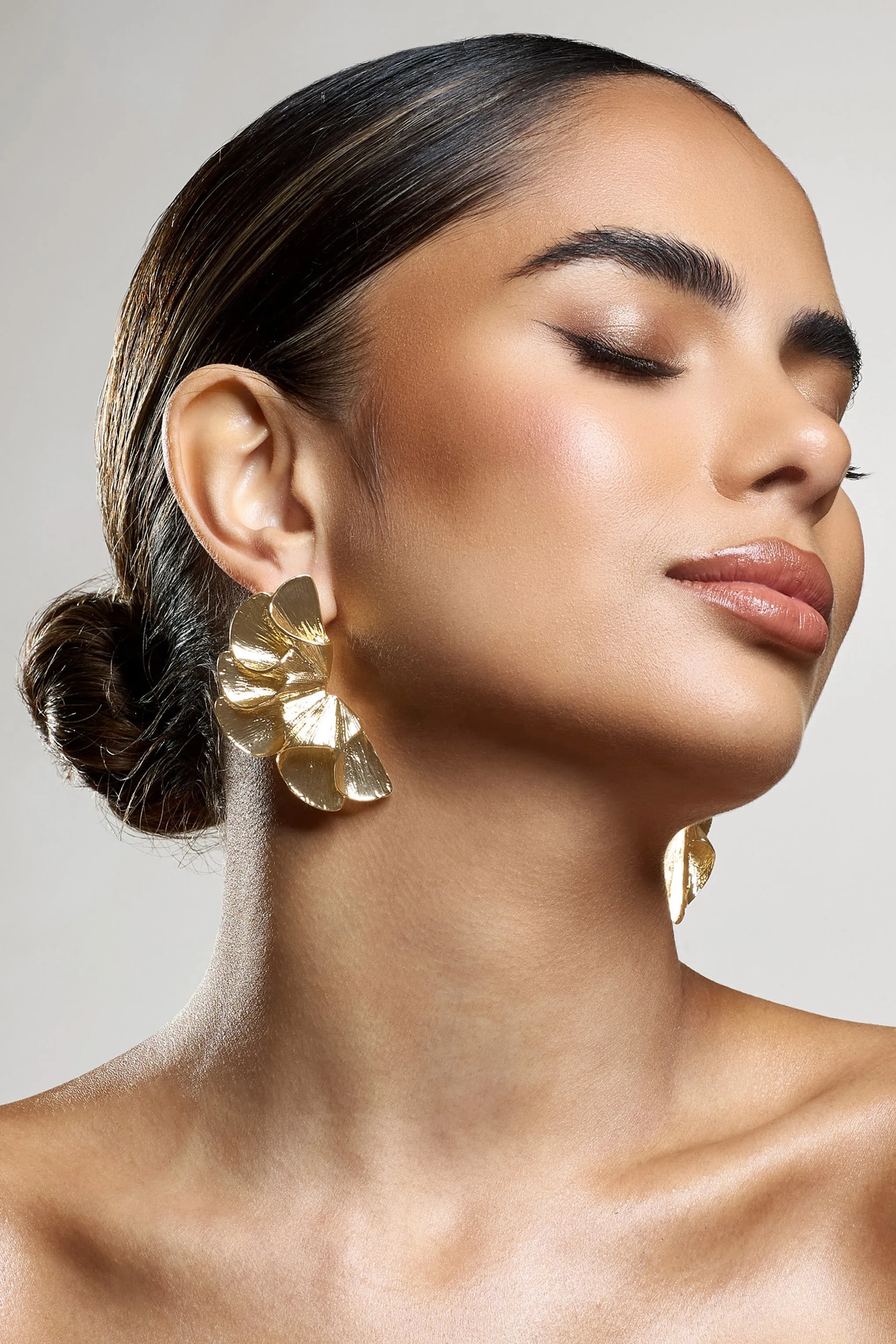 Koami | Gold Textured Statement Earrings