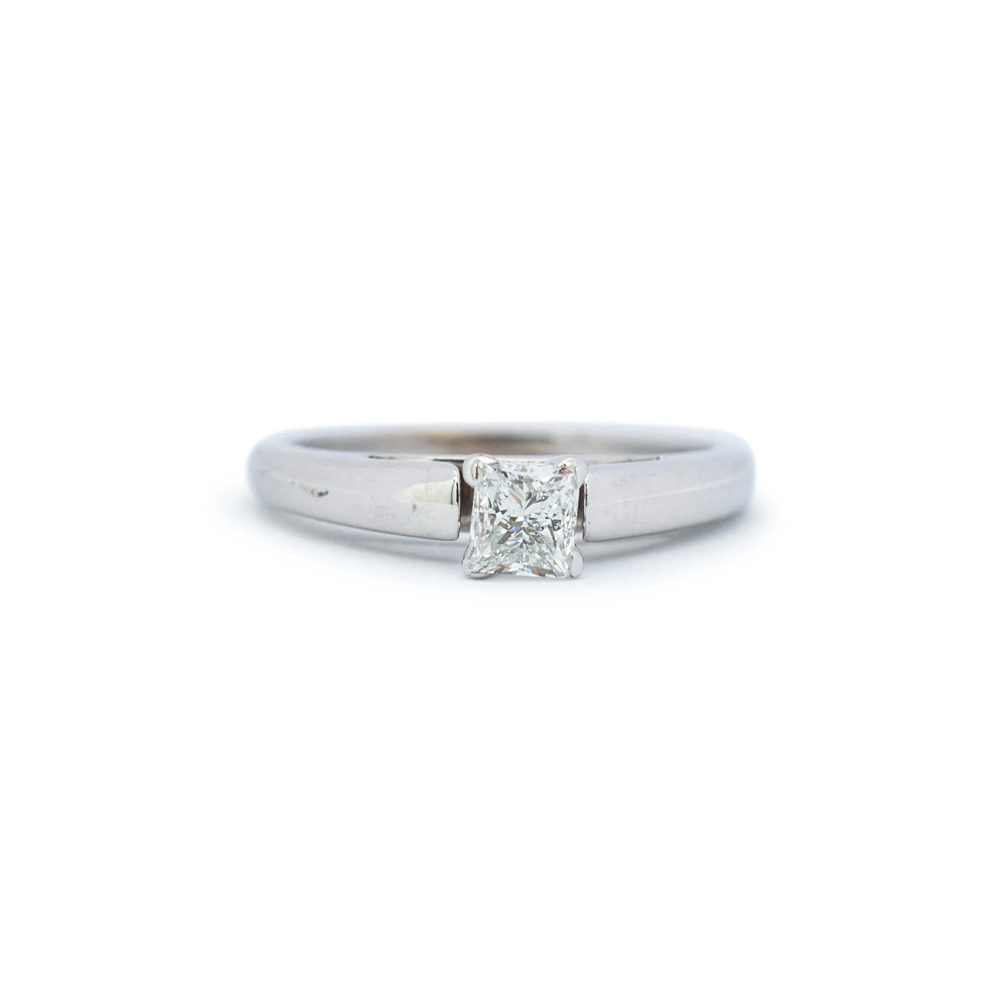 Ladies 14K White Gold Princess Cut Solitaire Diamond Engagement Ring