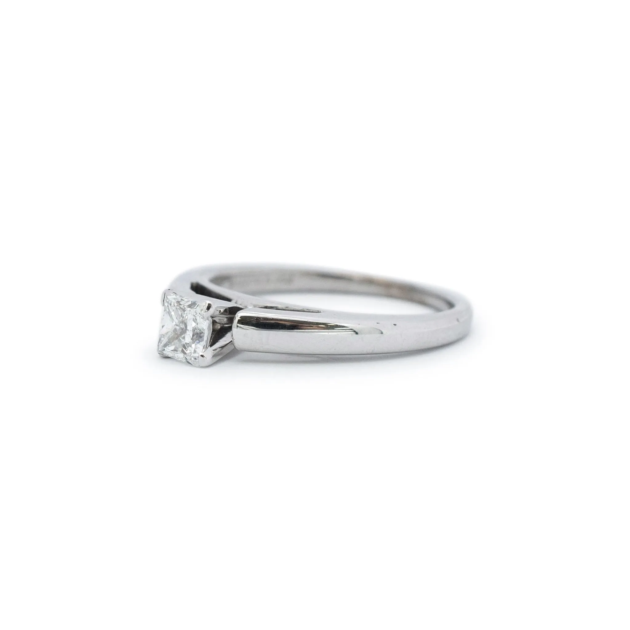 Ladies 14K White Gold Princess Cut Solitaire Diamond Engagement Ring