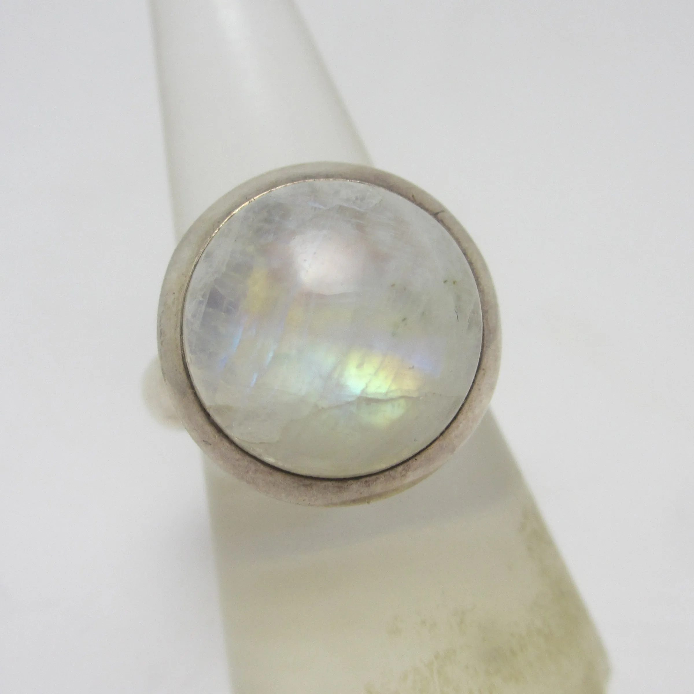 Large Cabochon Moonstone Sterling Silver Ring Vintage c1980