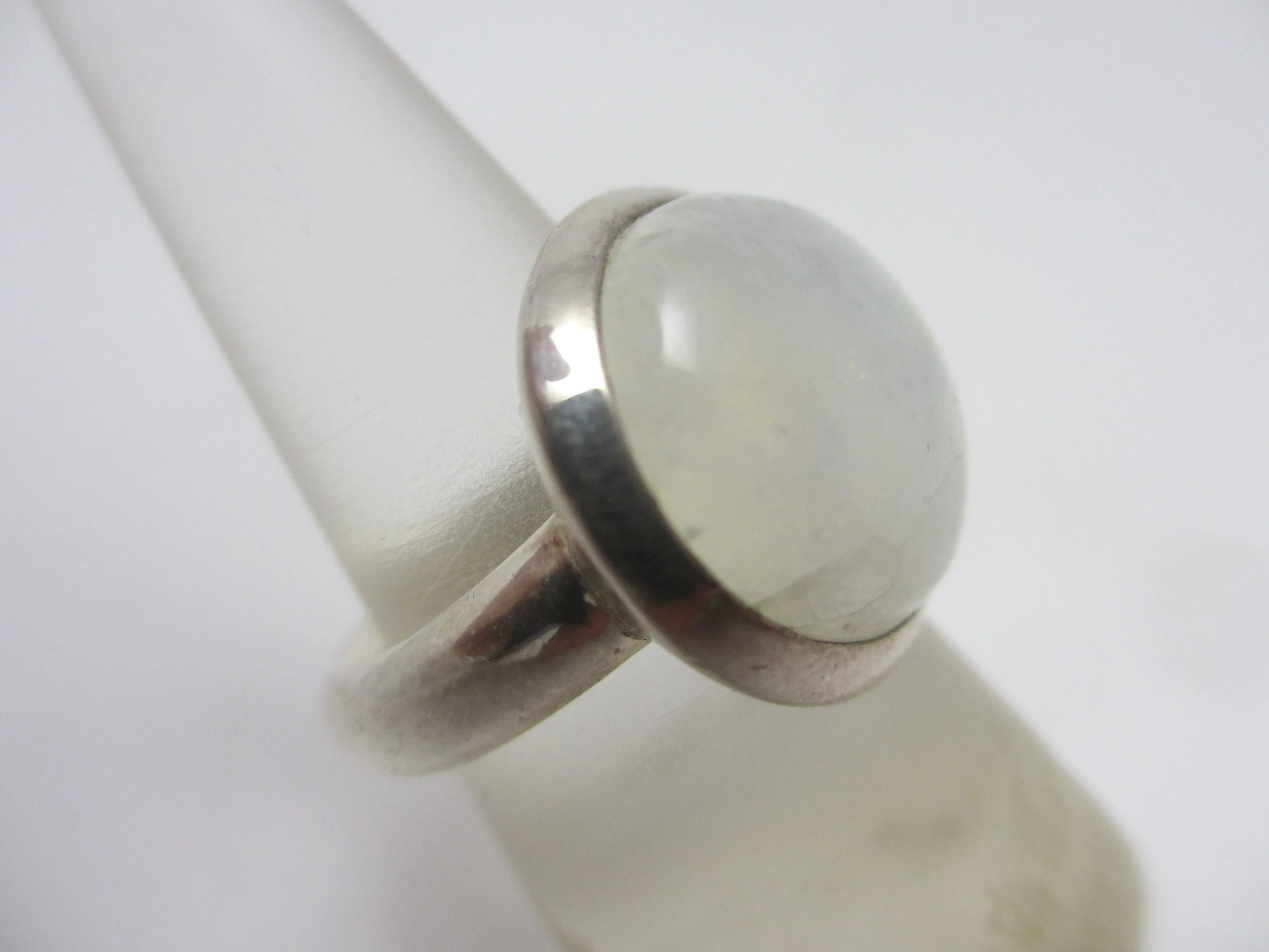 Large Cabochon Moonstone Sterling Silver Ring Vintage c1980