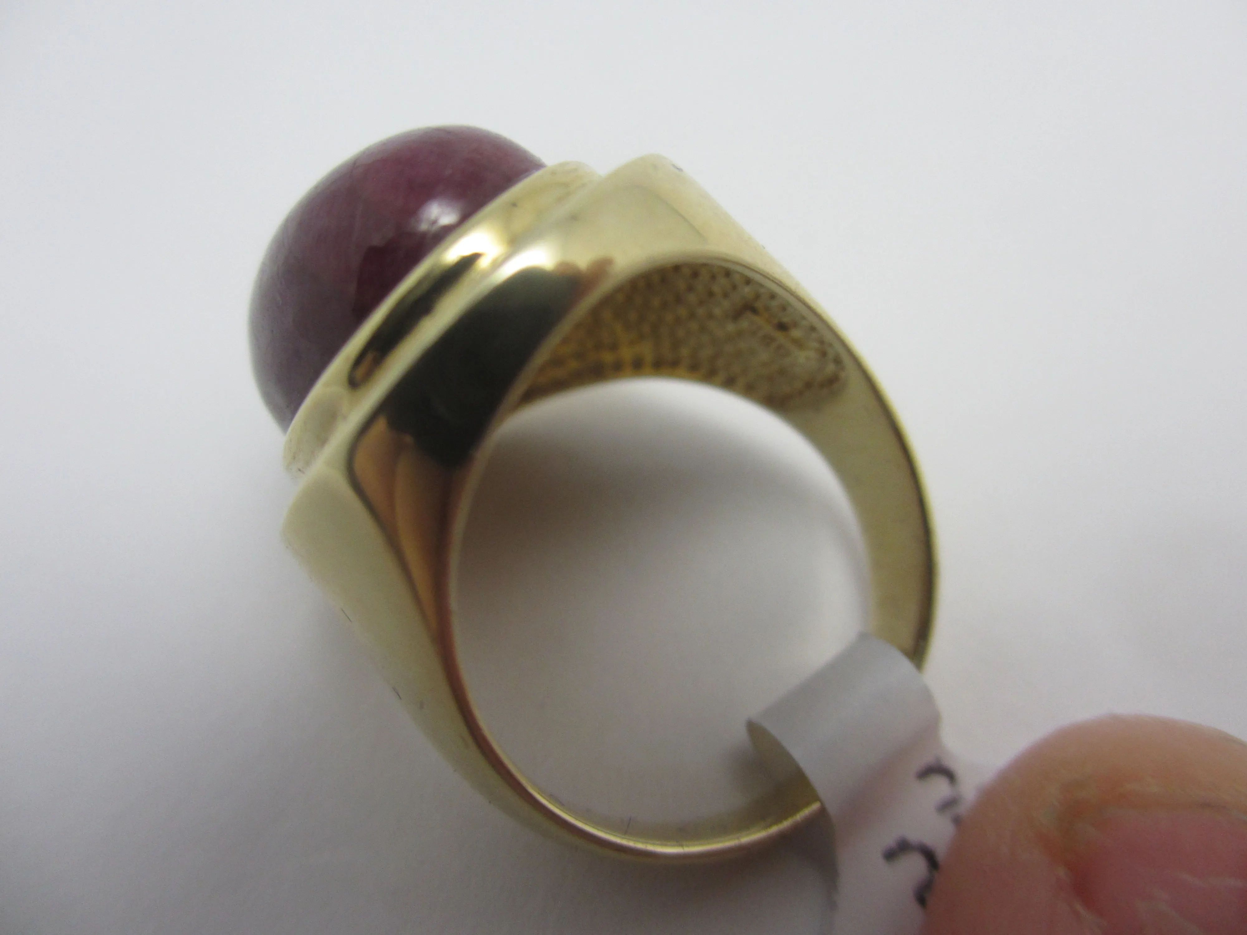 Large Cabochon Ruby Sterling Silver Gilt Ring Vintage c1980