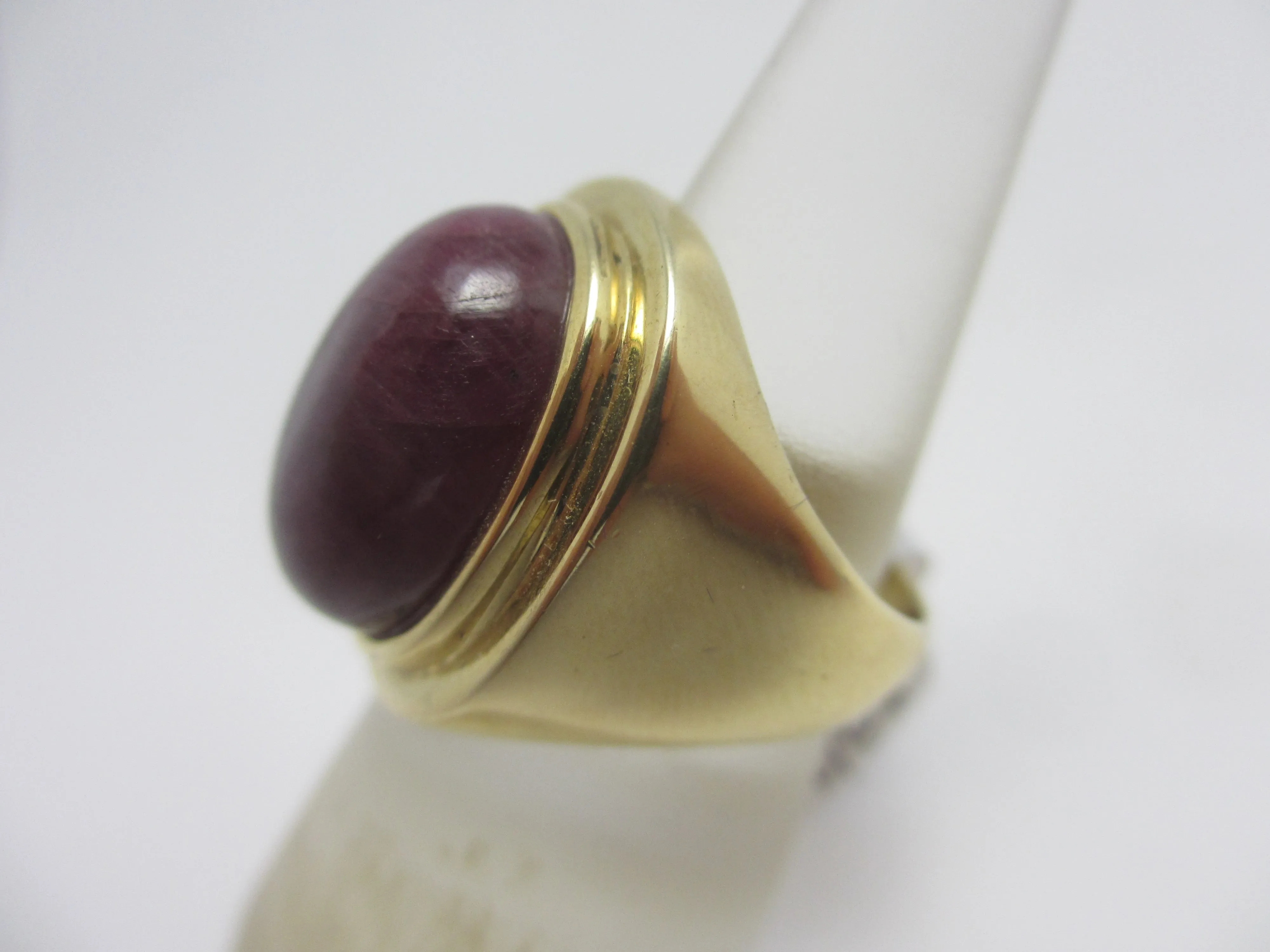 Large Cabochon Ruby Sterling Silver Gilt Ring Vintage c1980