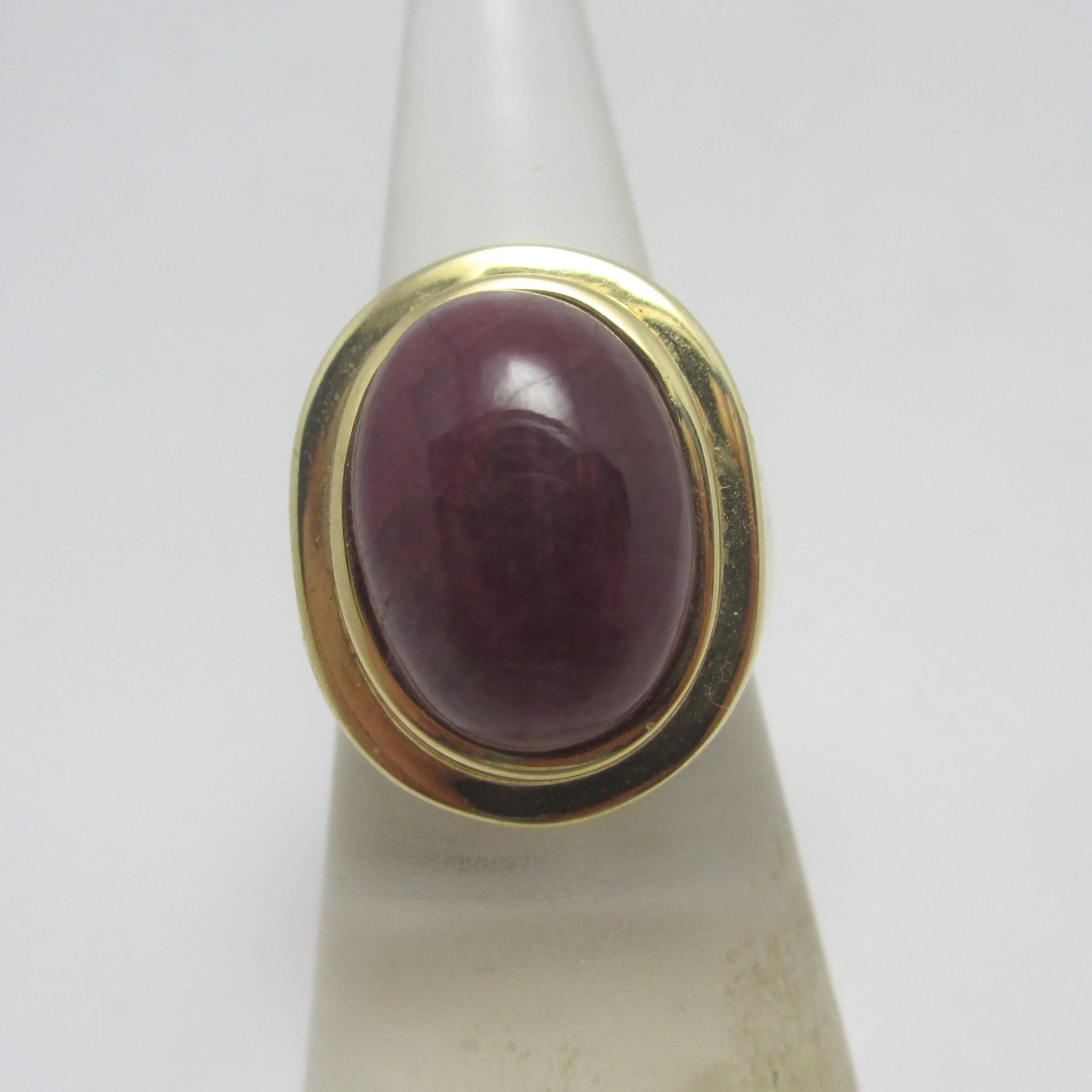 Large Cabochon Ruby Sterling Silver Gilt Ring Vintage c1980