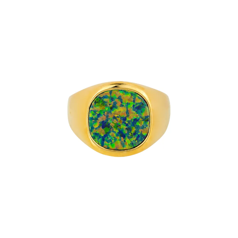 Large Opal Signet Ring - Gold