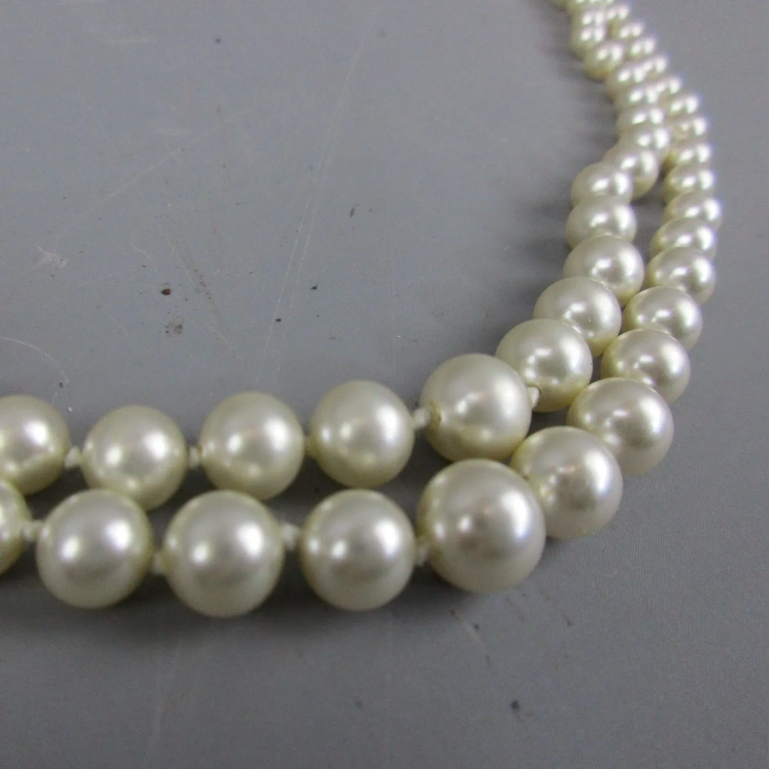 Lotus Pearls Threaded Simulated Pearl Necklace With Sterling Silver Clasp Vintage c1960