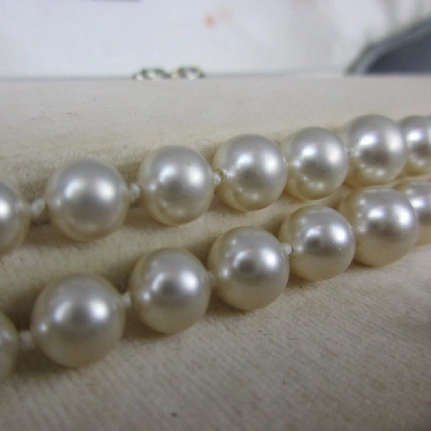 Lotus Pearls Threaded Simulated Pearl Necklace With Sterling Silver Clasp Vintage c1960