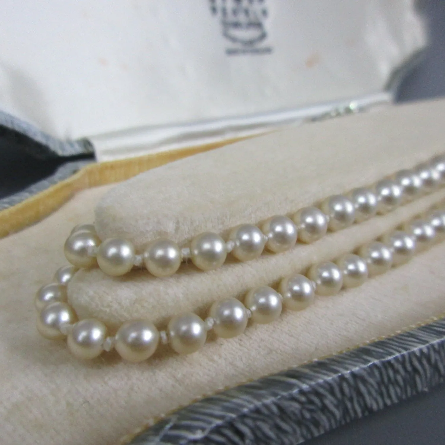 Lotus Pearls Threaded Simulated Pearl Necklace With Sterling Silver Clasp Vintage c1960