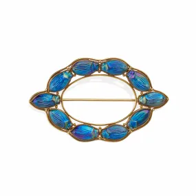 Louis Comfort Tiffany at Tiffany & Co. Favrile Glass Scarab Brooch