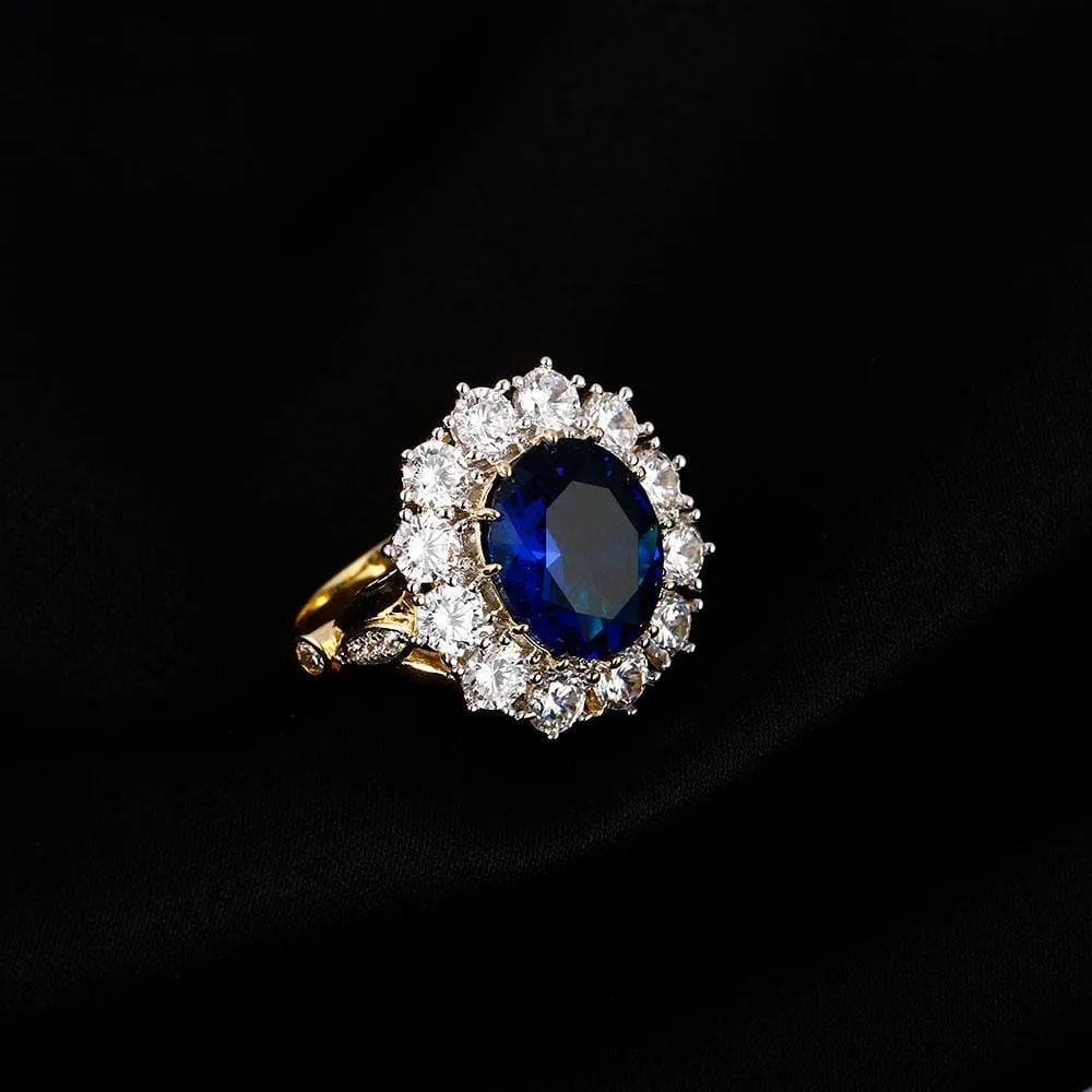 Luxury Sapphire Zircon Golden Ring