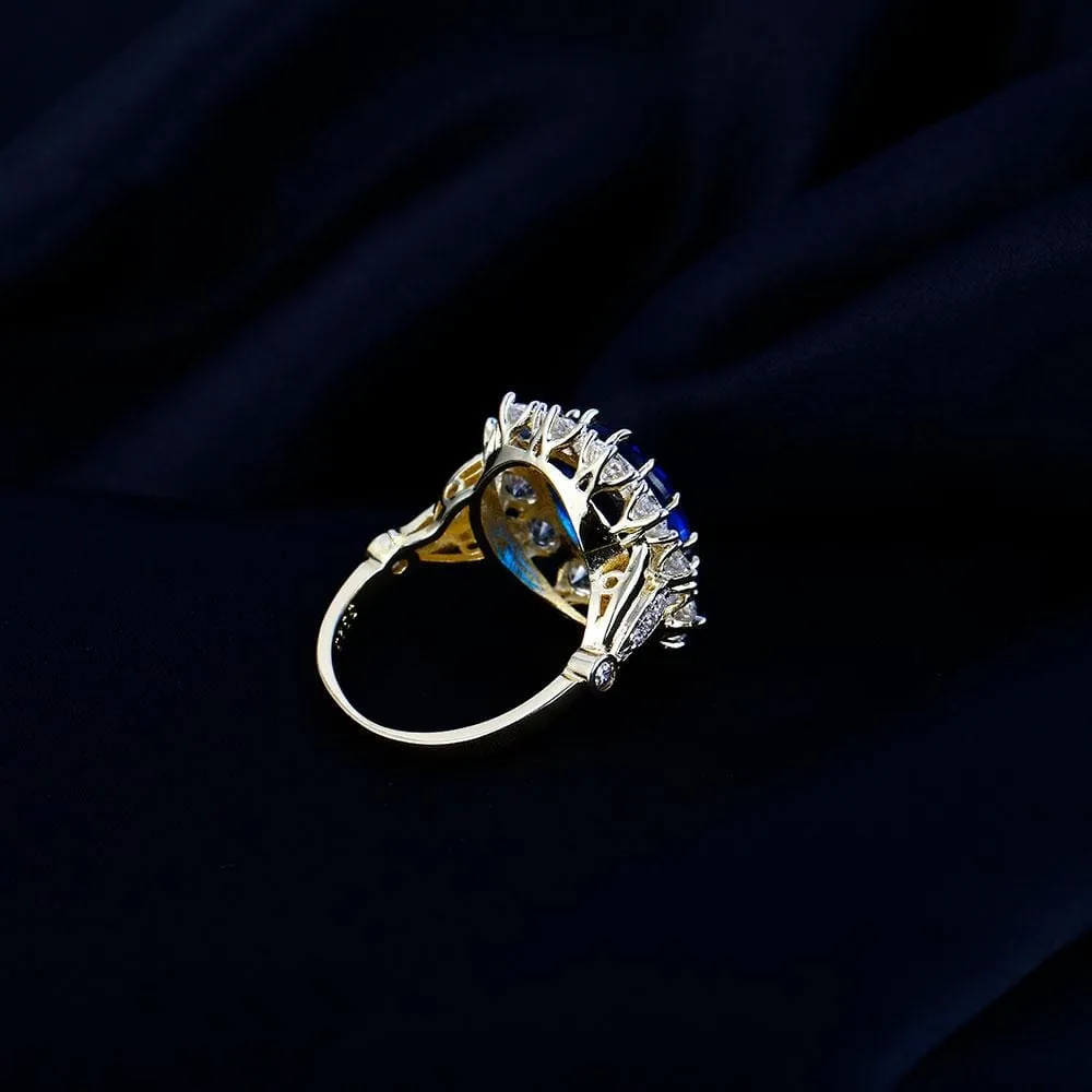 Luxury Sapphire Zircon Golden Ring