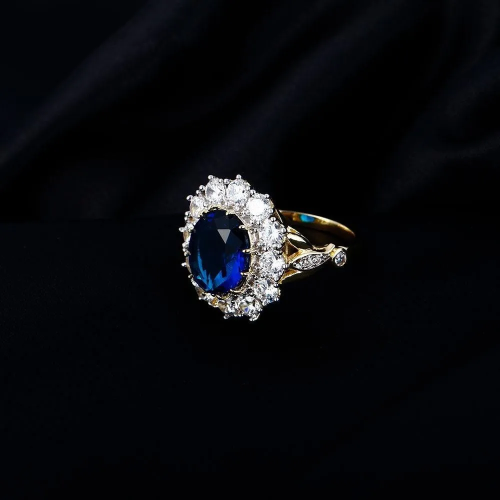 Luxury Sapphire Zircon Golden Ring