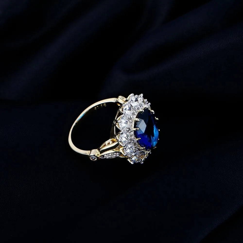 Luxury Sapphire Zircon Golden Ring