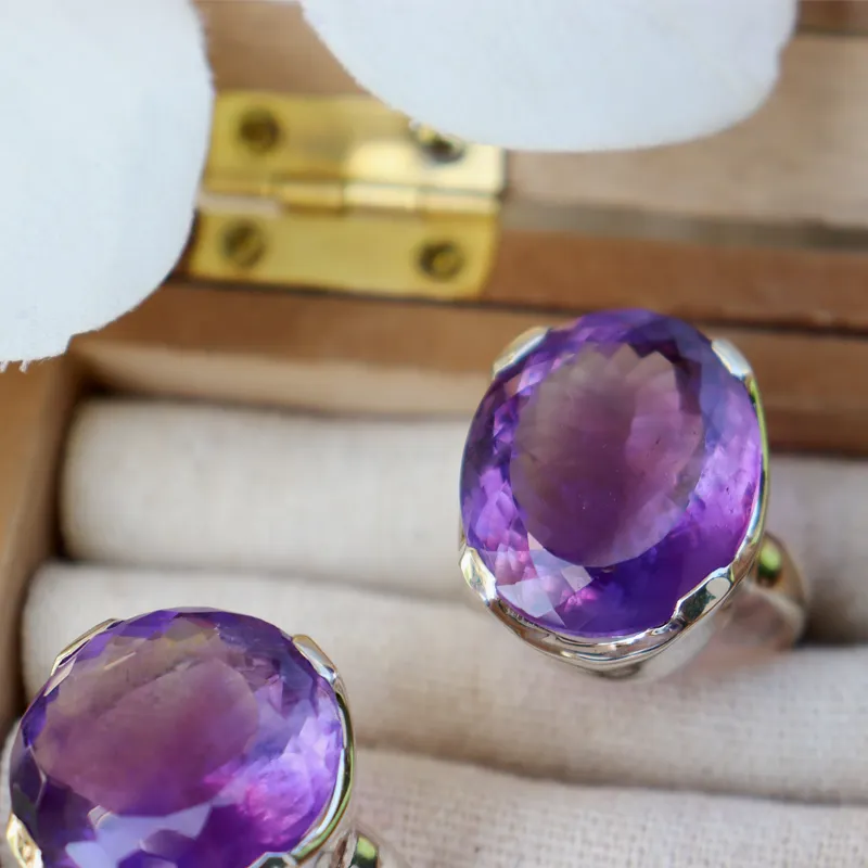 Maan Amethyst Gemstone Boho Ring