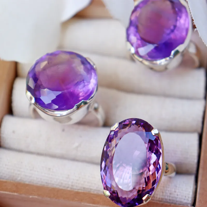 Maan Amethyst Gemstone Boho Ring