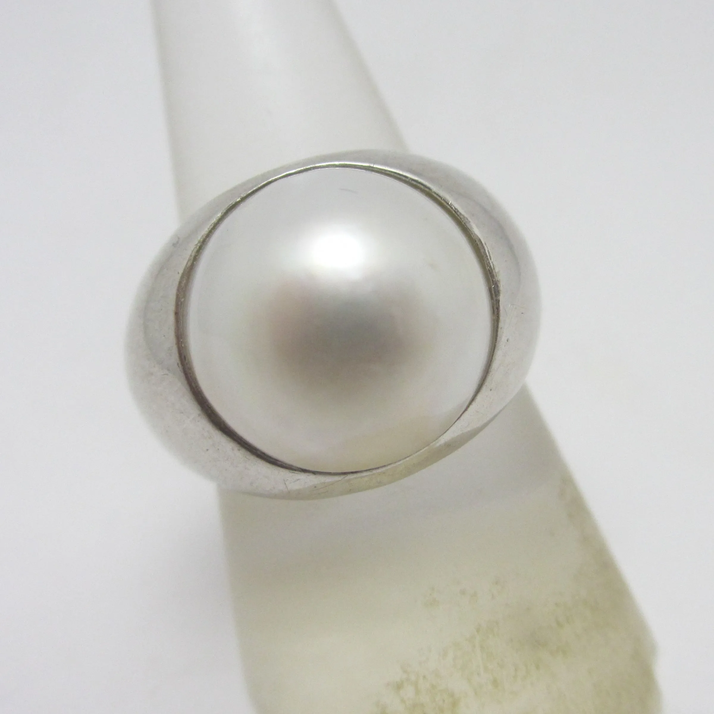 Mabe Pearl Sterling Silver Ring Vintage c1980