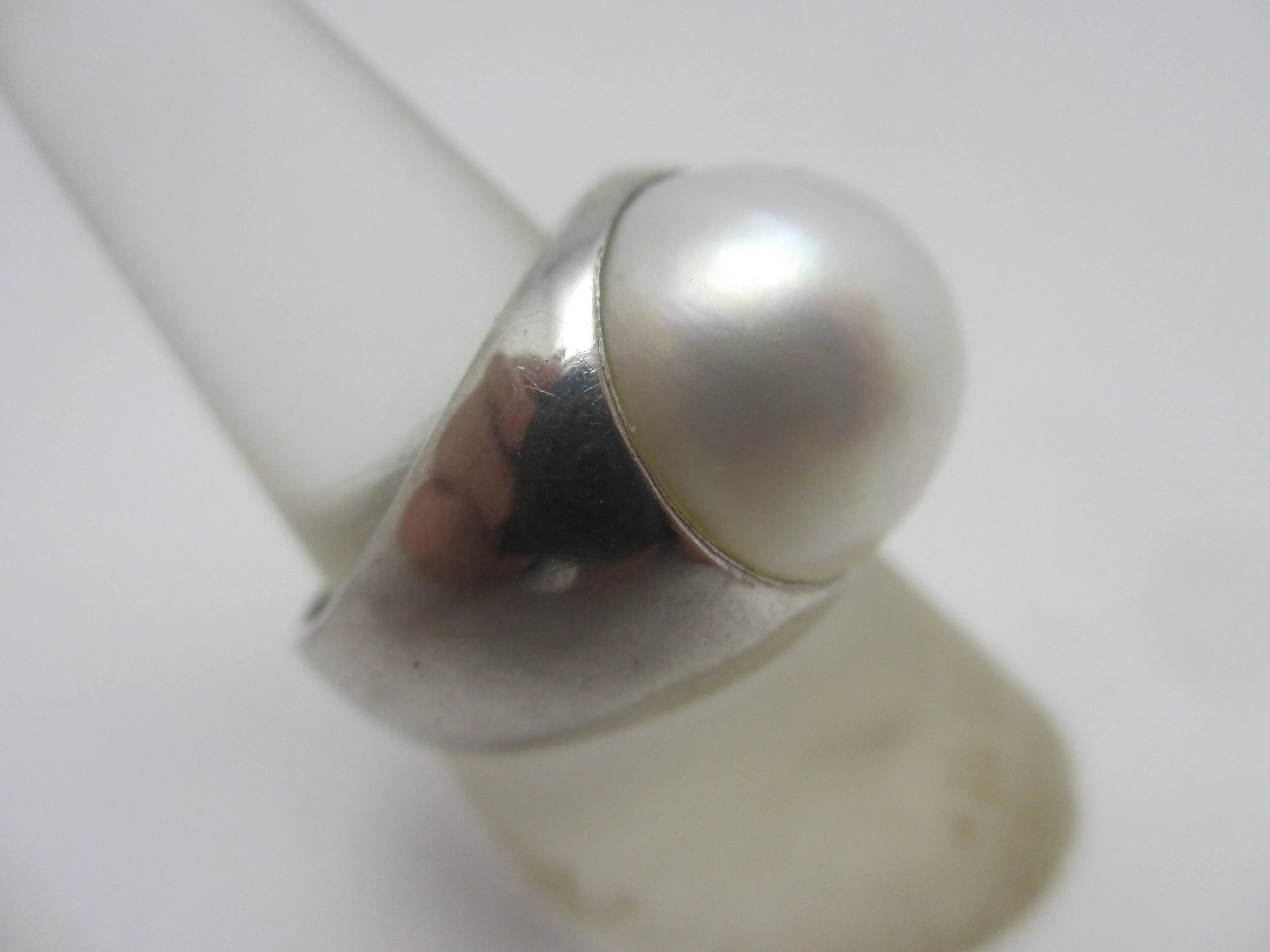 Mabe Pearl Sterling Silver Ring Vintage c1980