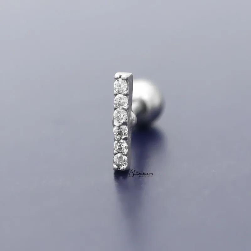 Micro CZ Paved Bar Tragus Cartilage Earring Stud