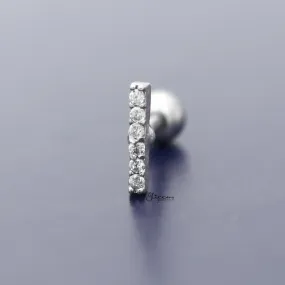 Micro CZ Paved Bar Tragus Cartilage Earring Stud