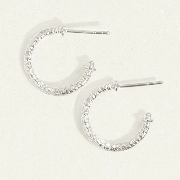 Molten Hoop Earrings - Silver