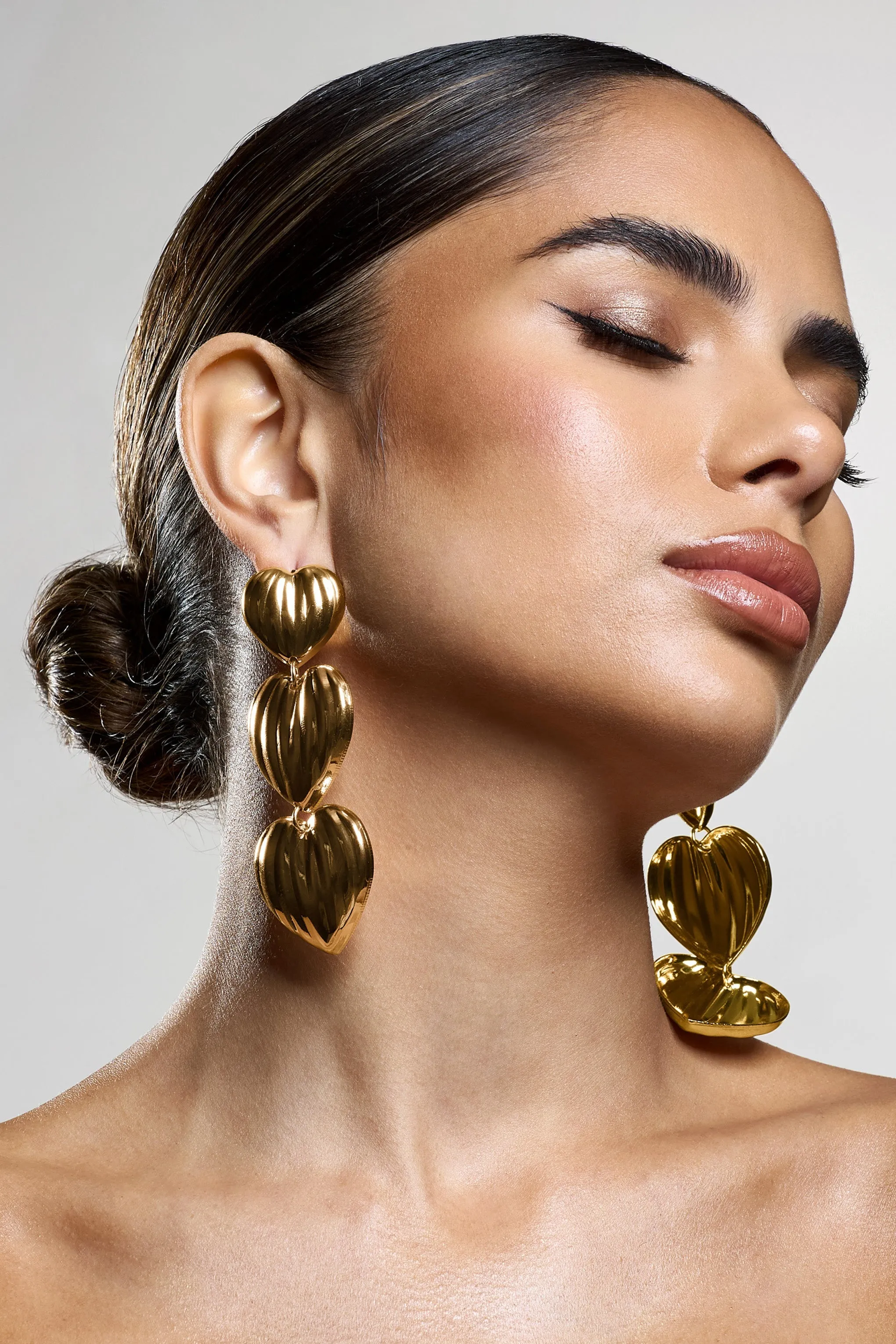 My Love | Gold Heart Dangle Earrings