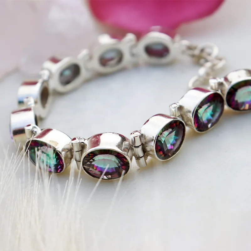 Mystic Topaz Oval Gemstone Bracelet