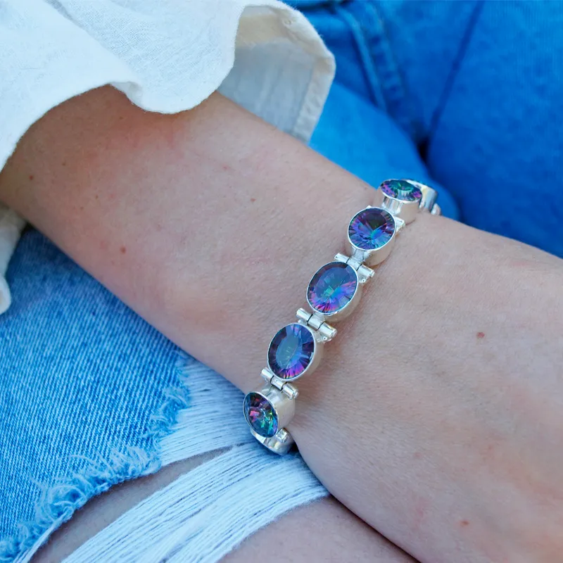 Mystic Topaz Oval Gemstone Bracelet