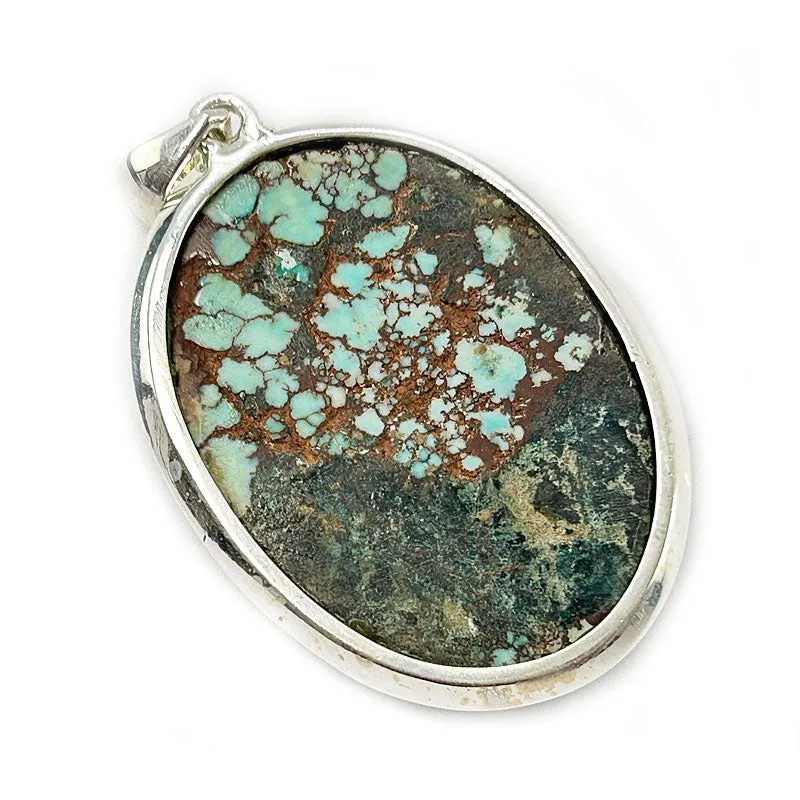 Neela Oval Silver Turquoise Pendant