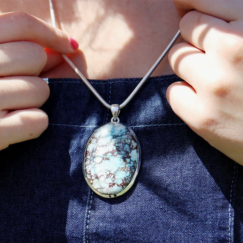 Neela Oval Silver Turquoise Pendant