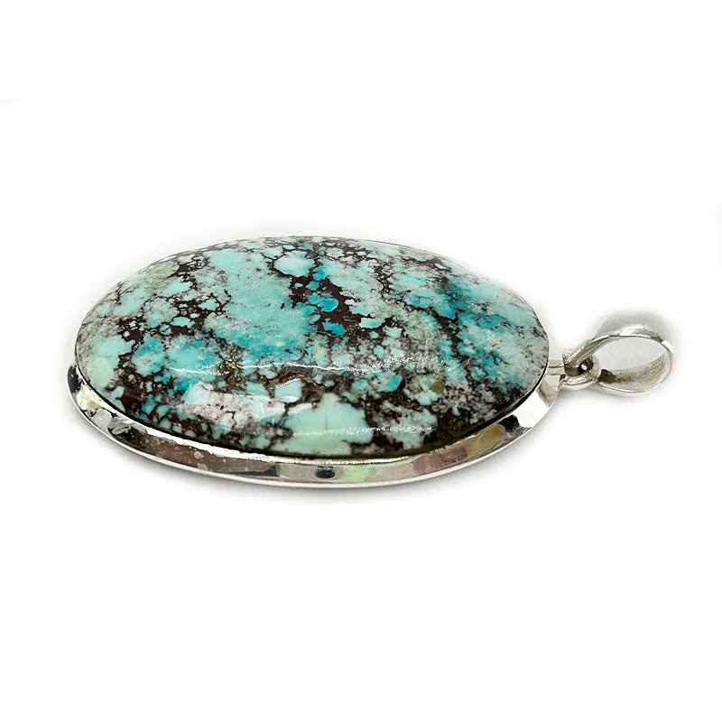 Neela Oval Silver Turquoise Pendant