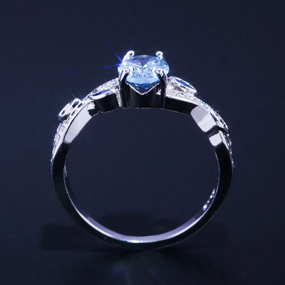 New Luxury Big Blue Sapphire Ring - 925 Sterling Silver