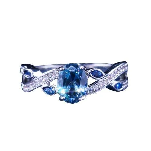 New Luxury Big Blue Sapphire Ring - 925 Sterling Silver