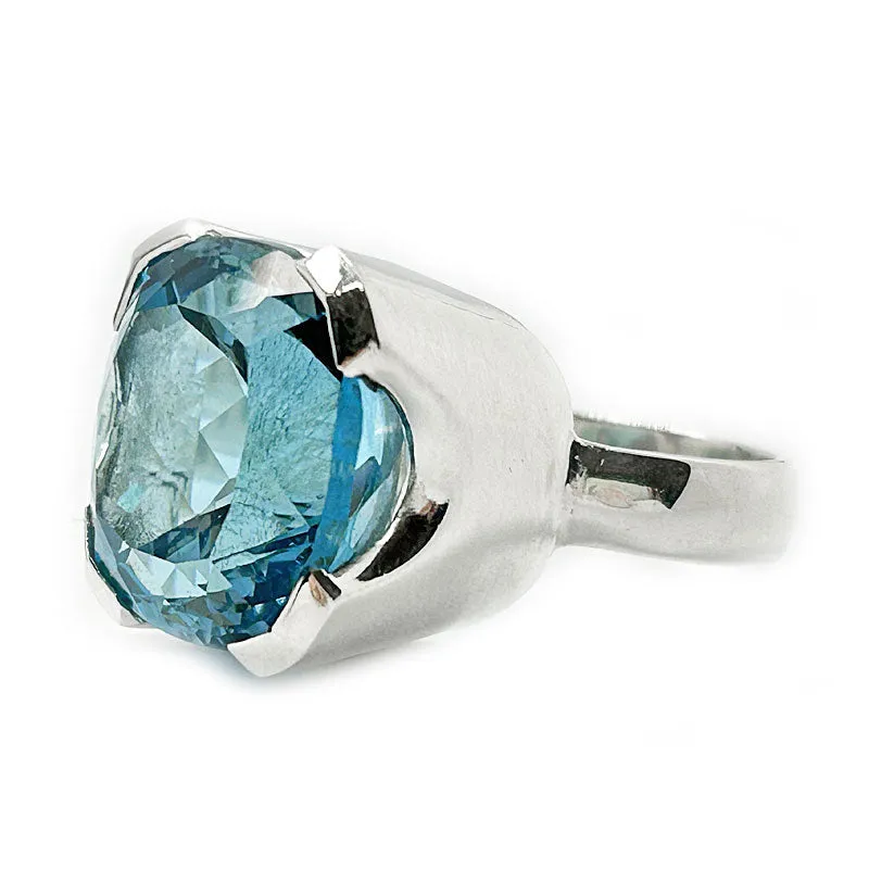 Nila Square Swiss Blue Topaz Ring