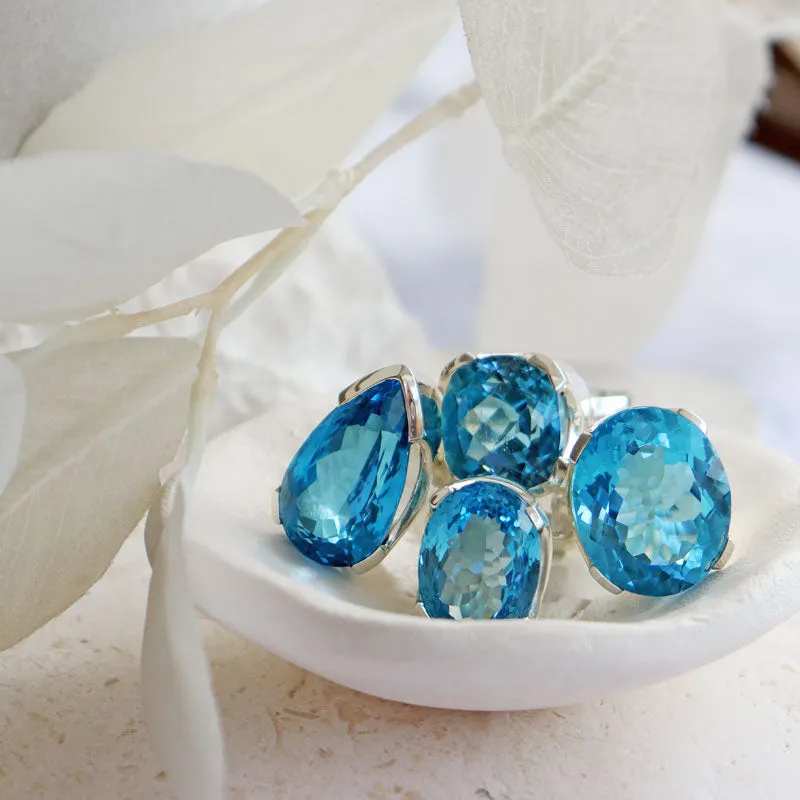 Nila Square Swiss Blue Topaz Ring